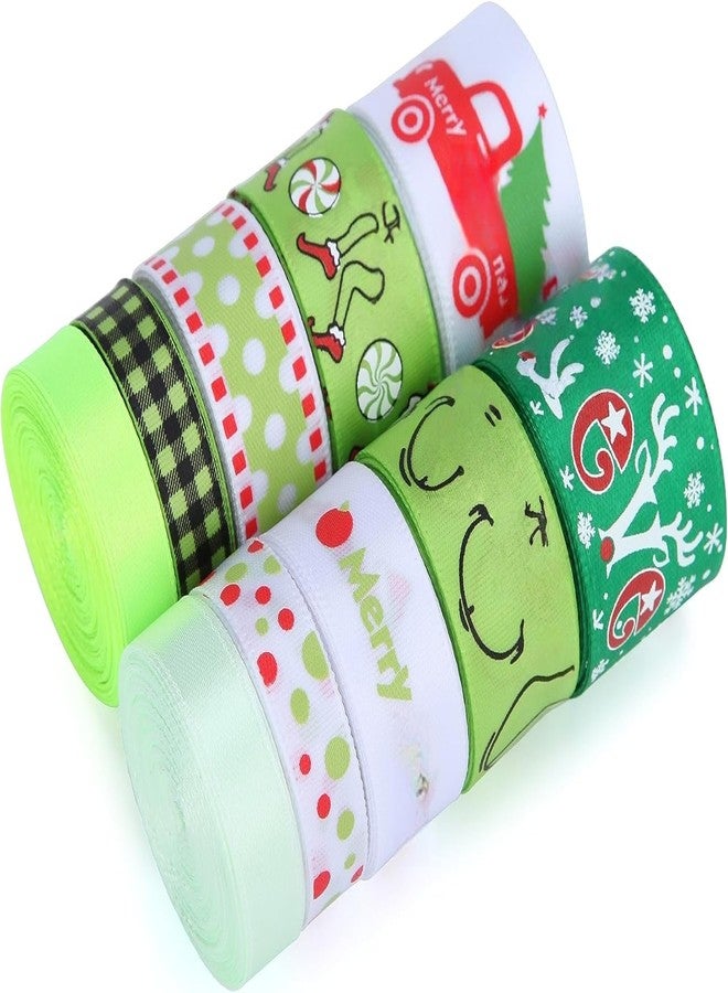 Meseey Red & Green Satin Ribbon - 10 Rolls, 50 Yards - Christmas Craft & Decorative Ribbons for Wreaths, Bows & DIY Crafts - Image 2